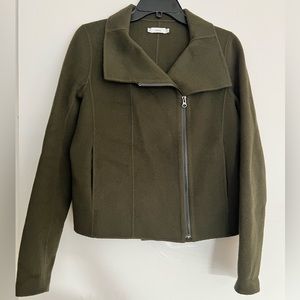 Vince Moto Style Wool Olive Green Size S